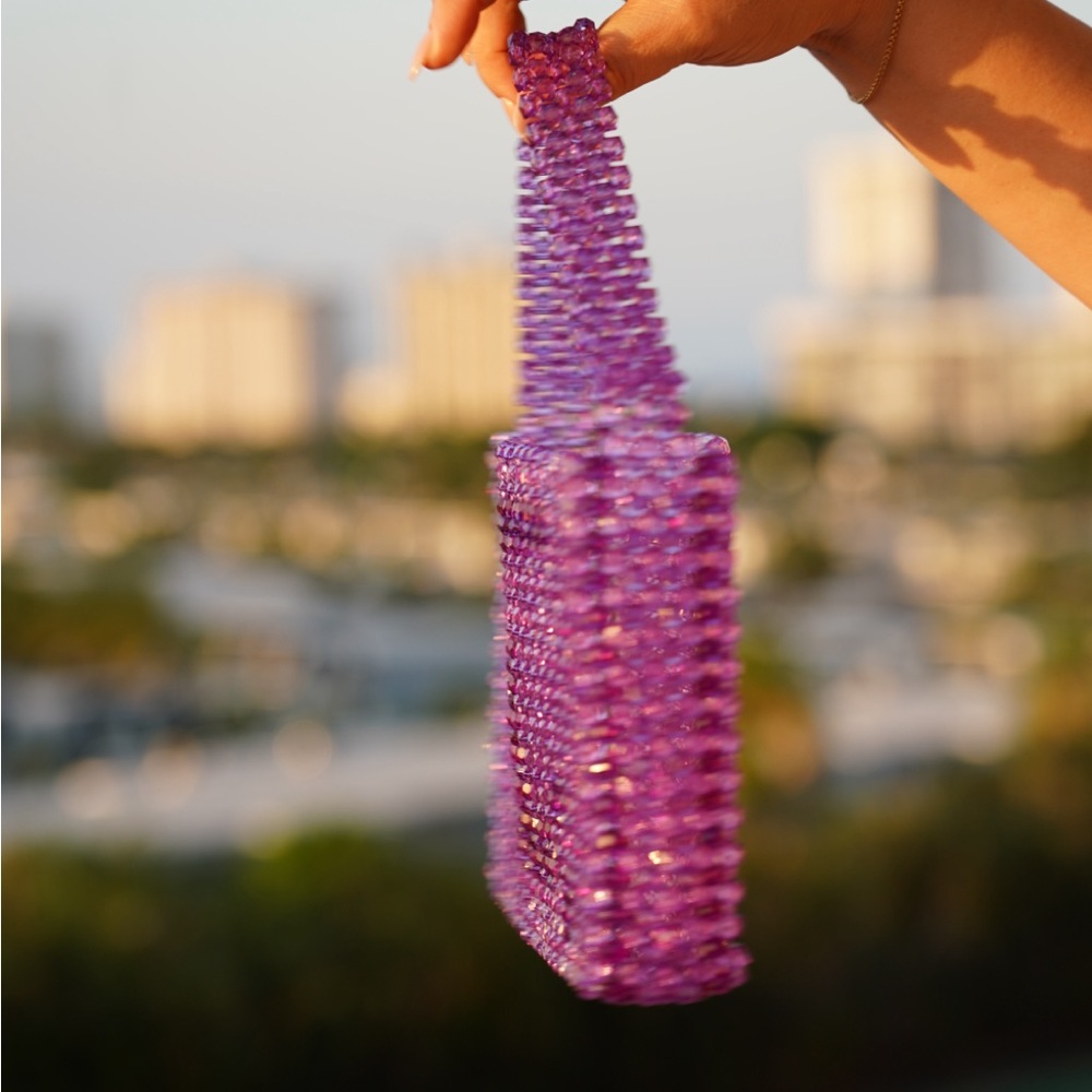 Purple Beaded Handbag - Picture 3 of 5